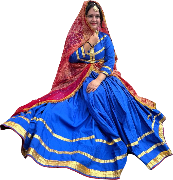 A Himachali woman in traditional Chamba dress